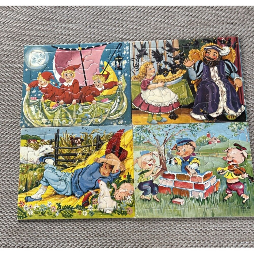 1961 Sifo CO.‎ Vintage Set Of 4 Tray Puzzles Nursery Rhymes